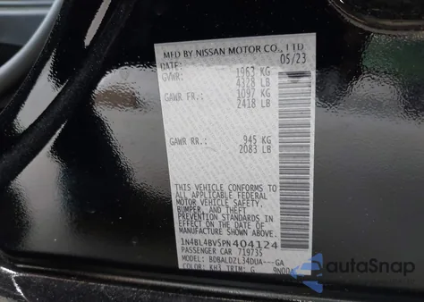 2023 Nissan Altima S Fwd z USA, uszkodzony, nr VIN 1N4BL4BV5PN404124